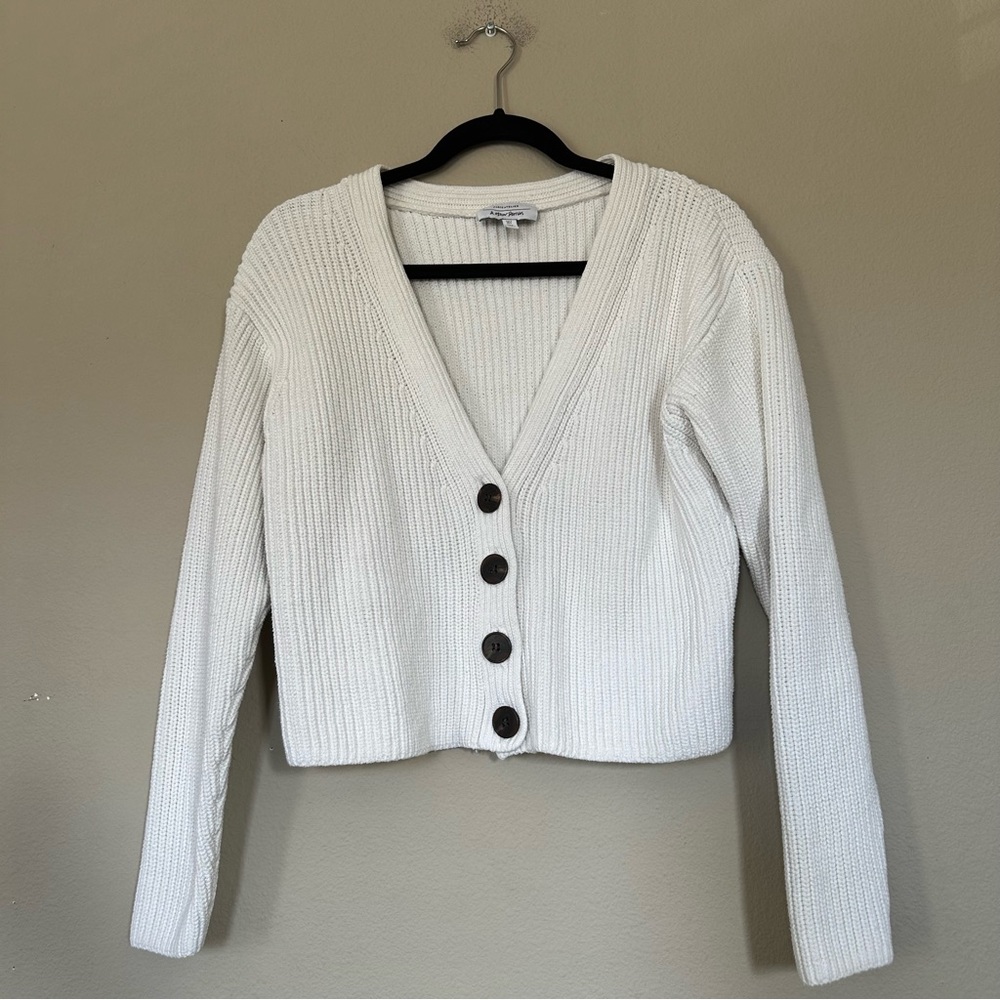 COPY - & OTHER STORIES Cropped Ribbed Button Down Cardigan Size Small